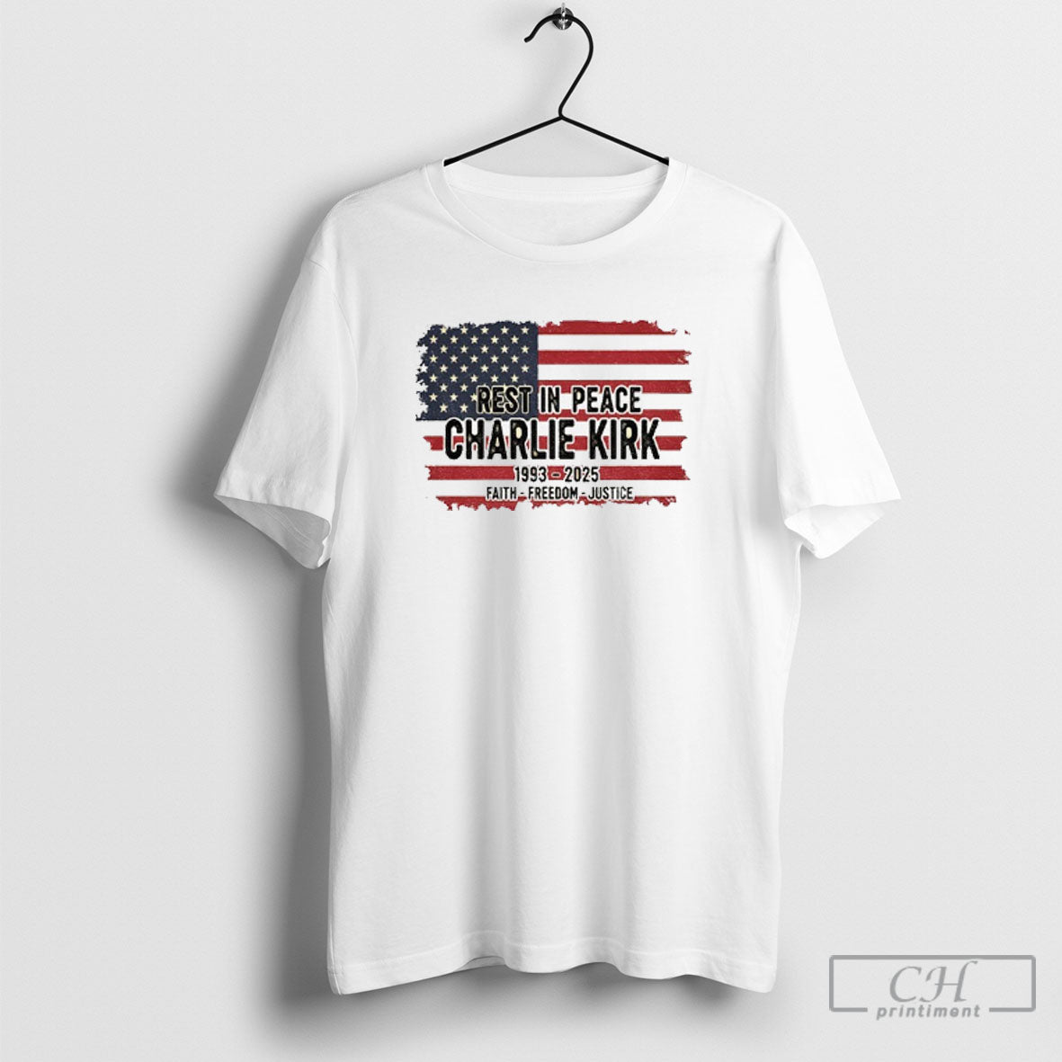 Official Charlie Kirk Memorial Vintage American Flag Rest In Peace 1993 2025 Faith Freedom Justice