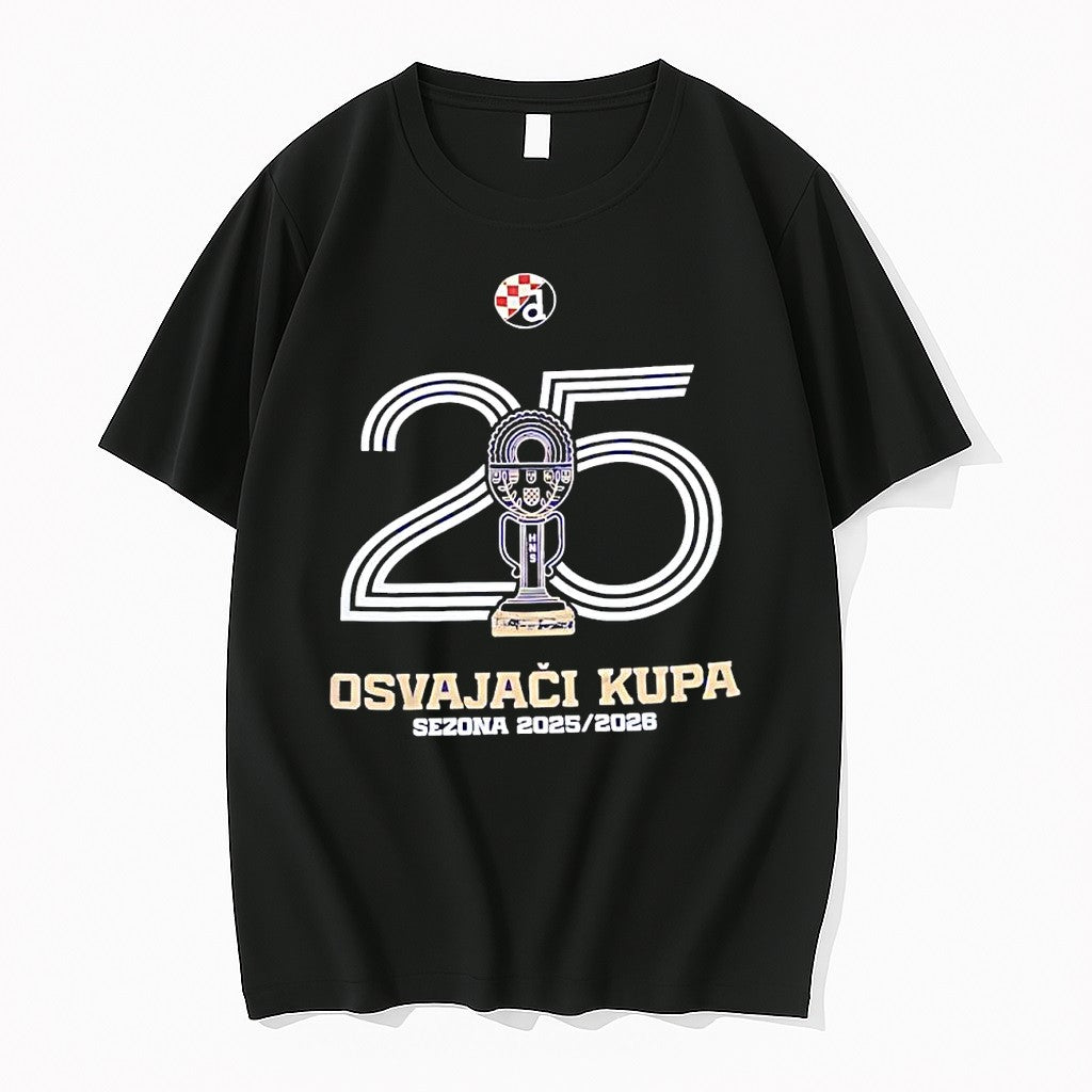 Official Dinamo Zagreb 25th Anniversary Hns Cup Winners 2025 2026 Soccer Trophy T Shirts