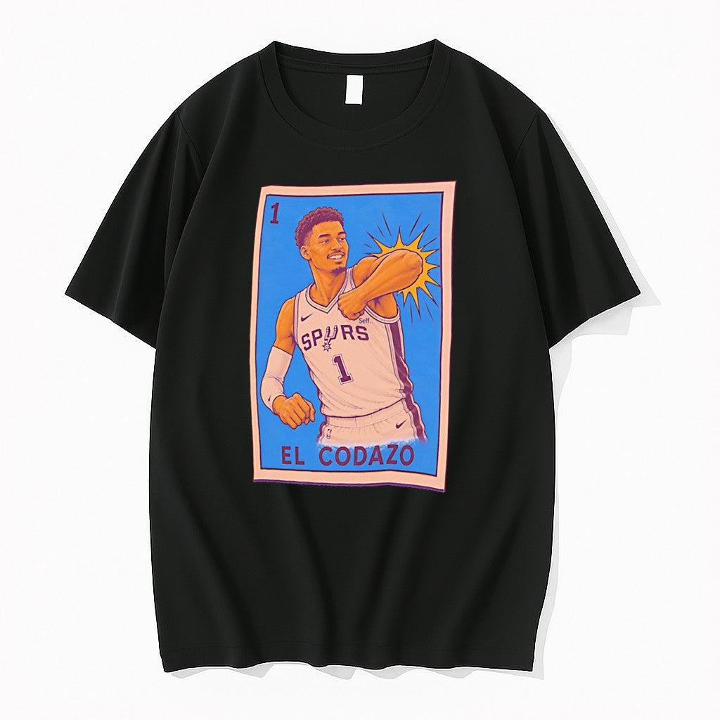 Official El Codazo San Antonio Spurs Victor Wembanyama Mexican Loteria Card Tee T Shirts