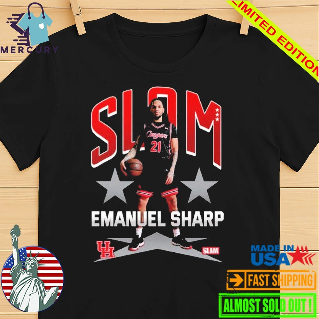 Emanuel Sharp Houston Cougars The Coogs On Slam University 019 Cover Tee H-Town Lockdown Shirt