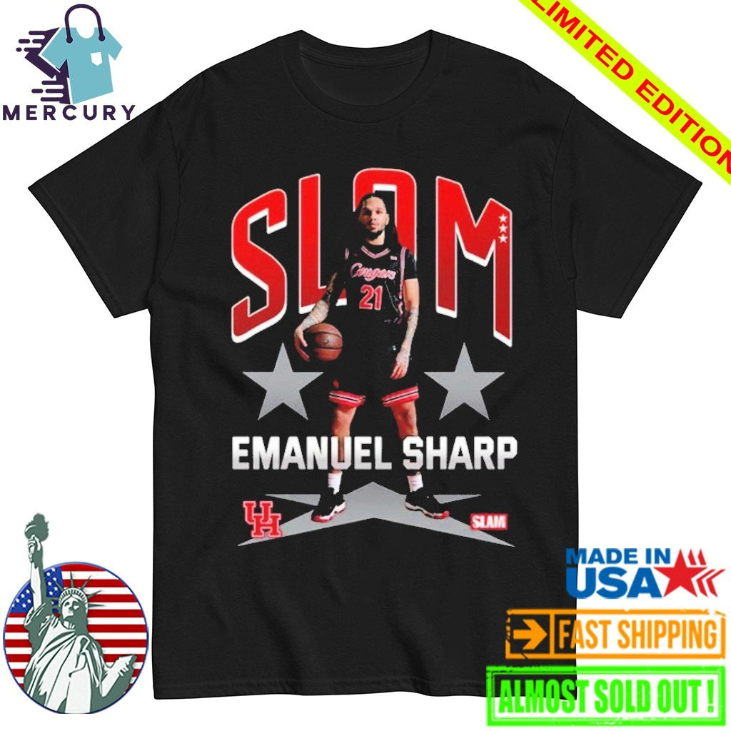 Emanuel Sharp Houston Cougars The Coogs On Slam University 019 Cover Tee H-Town Lockdown Shirt