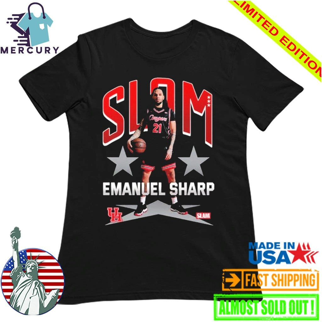 Emanuel Sharp Houston Cougars The Coogs On Slam University 019 Cover Tee H-Town Lockdown Shirt