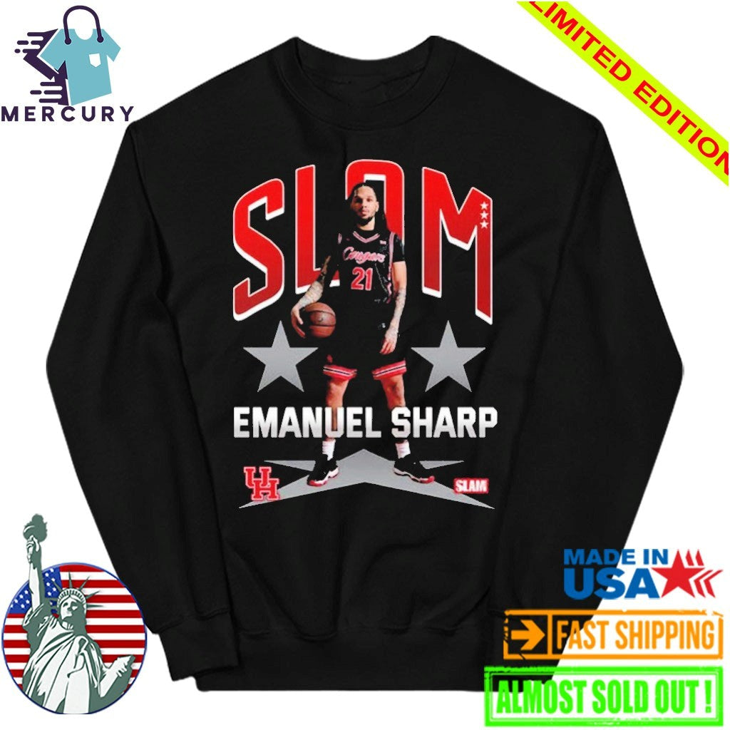 Emanuel Sharp Houston Cougars The Coogs On Slam University 019 Cover Tee H-Town Lockdown Shirt