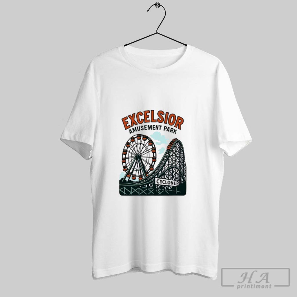 Official Excelsior Amusement Park Cyclone Roller Coaster Ferris Wheel Retro