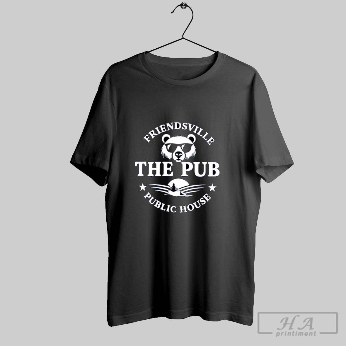Official Friendsville The Pub Public House Bear Logo Graphic Posters Black