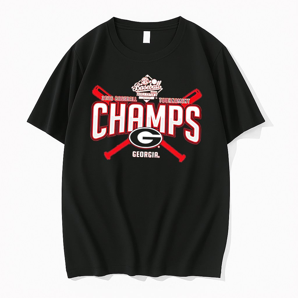 Official Georgia Bulldogs 2026 Sec Baseball Tournament Champions Locker Room Tee T Shirts