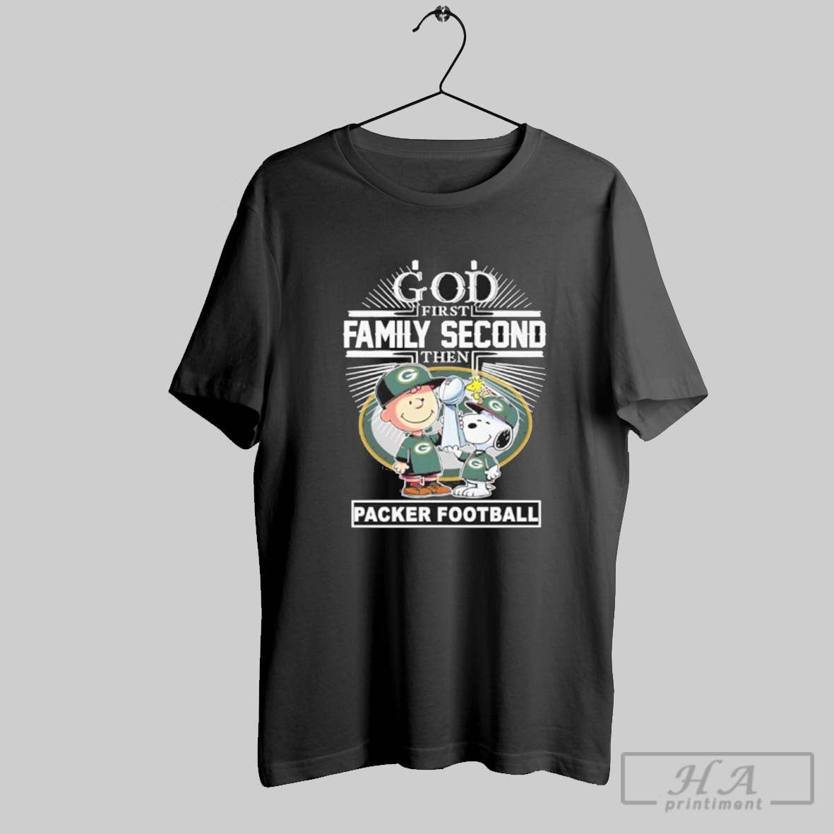 Official God Family Second Then Peanuts Packer Football