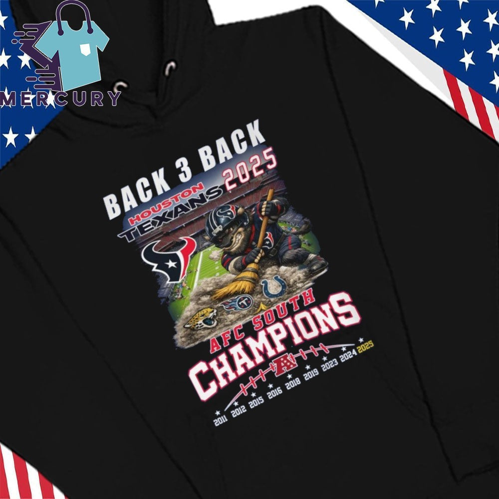 Houston Texans 2025 AFC South Champions Back-3-Back Mascot Shirt