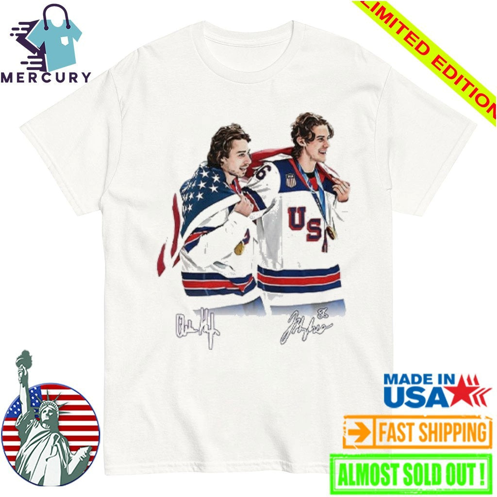 Hughes Brotherhood Team USA Hockey Shirt