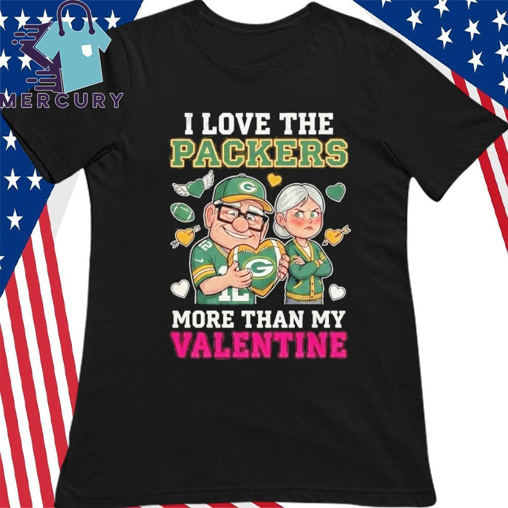 I Love The Green Bay Packers Up Movie Carl And Ellie More Than My Valentine Shirt