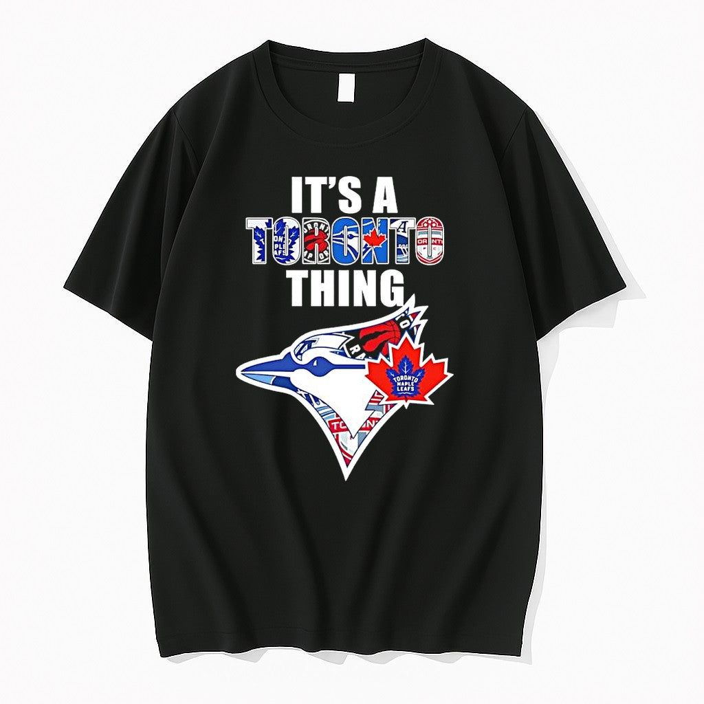 Official Its A Toronto Thing Toronto Blue Jays Raptors Maple Leafs Logos Mashup T Shirts