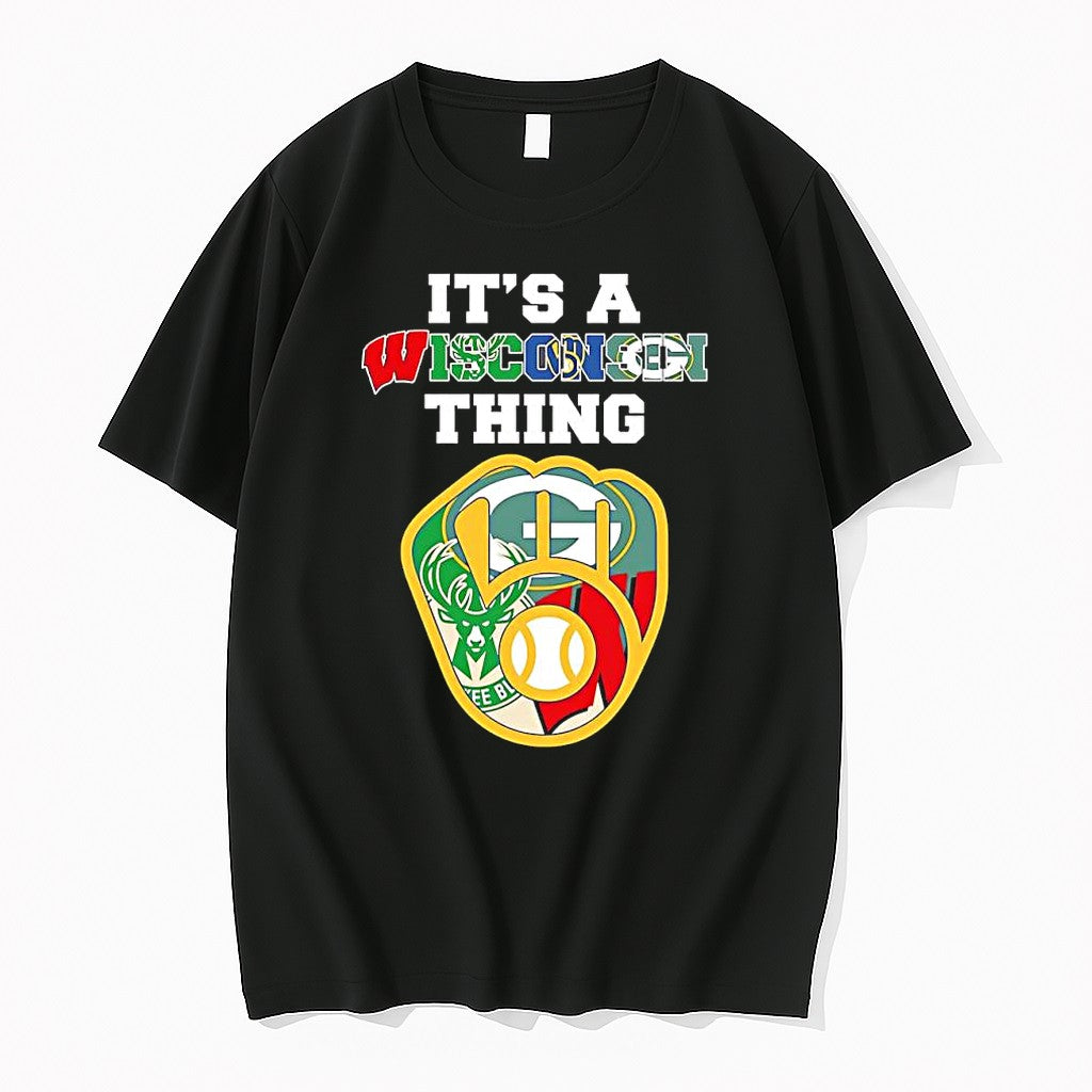 Official Its A Wisconsin Thing Packers Bucks Brewers Badgers Sports Team Logo Mashup T Shirts
