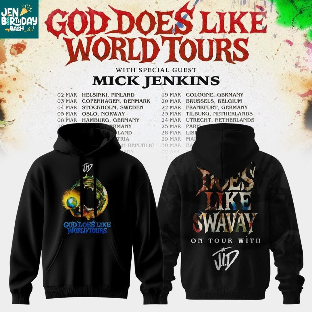 JID God Does Like 2026 World Tour With Mick Jenkins Hoodie Shirt
