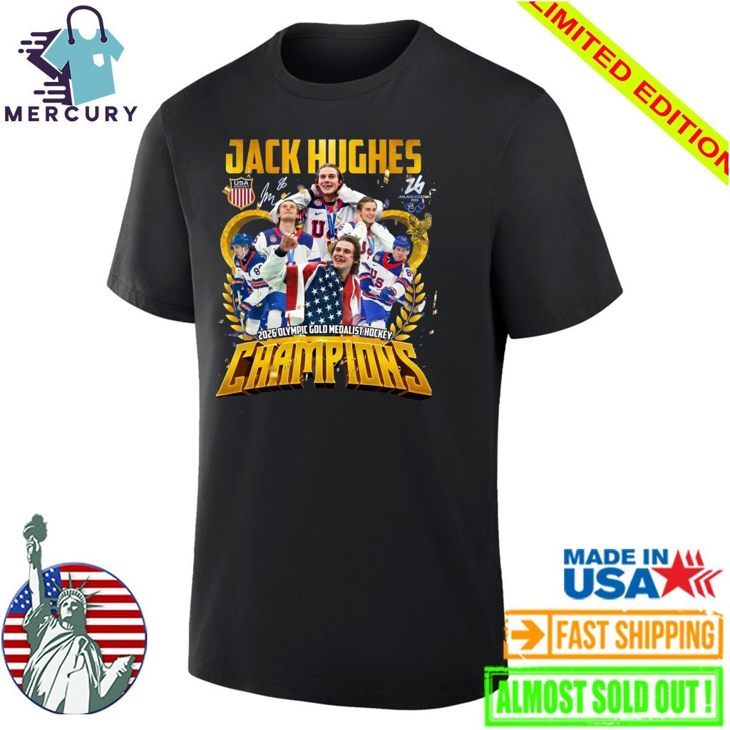 Jack Hughes 2026 Olympic Gold Medalist Hockey Champions Signature Shirt