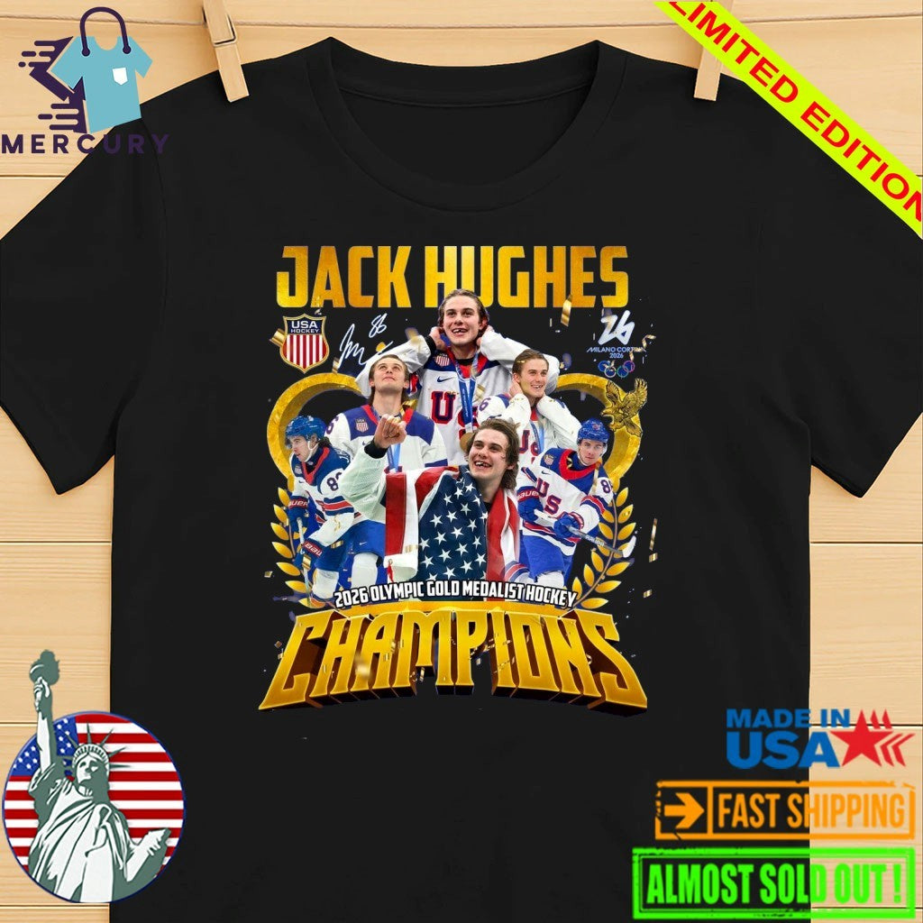 Jack Hughes 2026 Olympic Gold Medalist Hockey Champions Signature Shirt