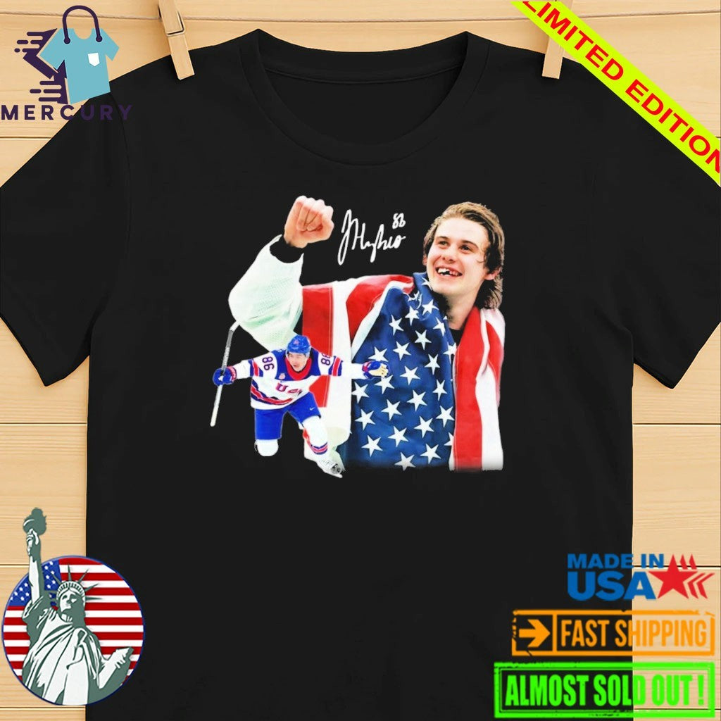 Jack Hughes Men Hockey USA Signature Shirt