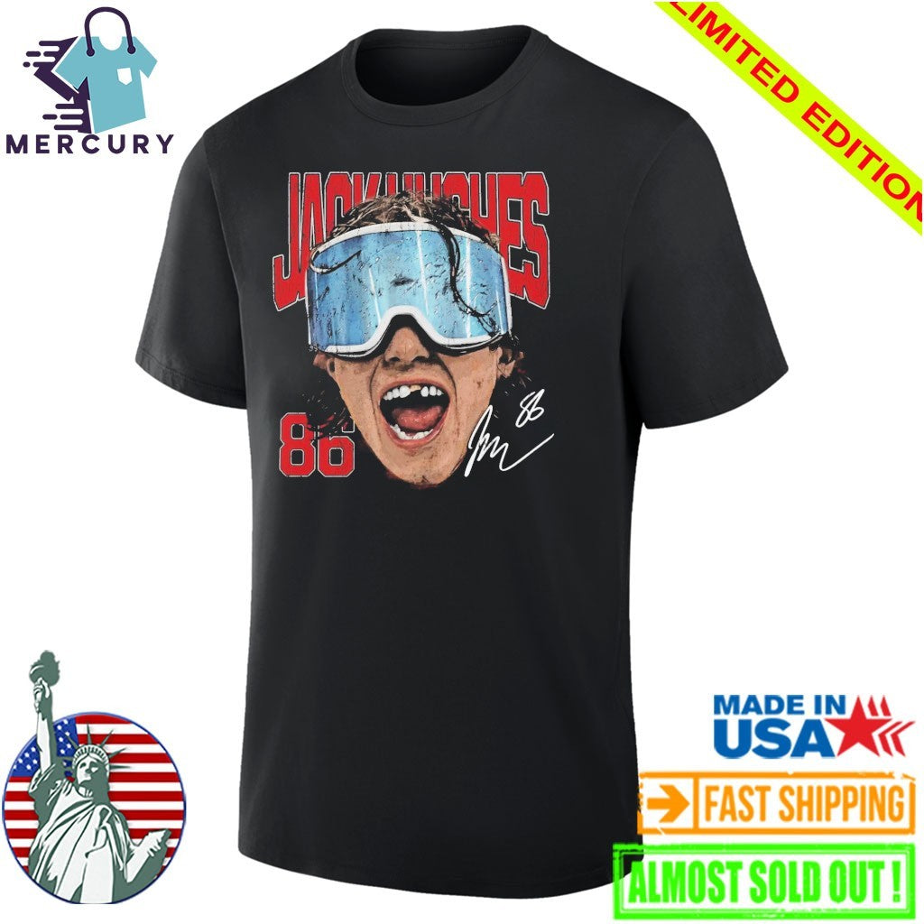 Jack Hughes New Jersey Goggles Shirt