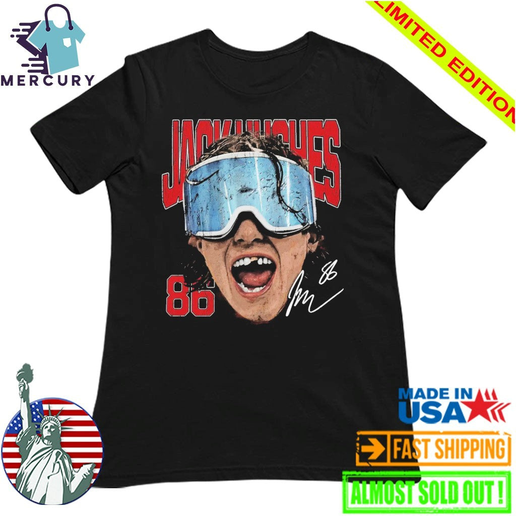 Jack Hughes New Jersey Goggles Shirt