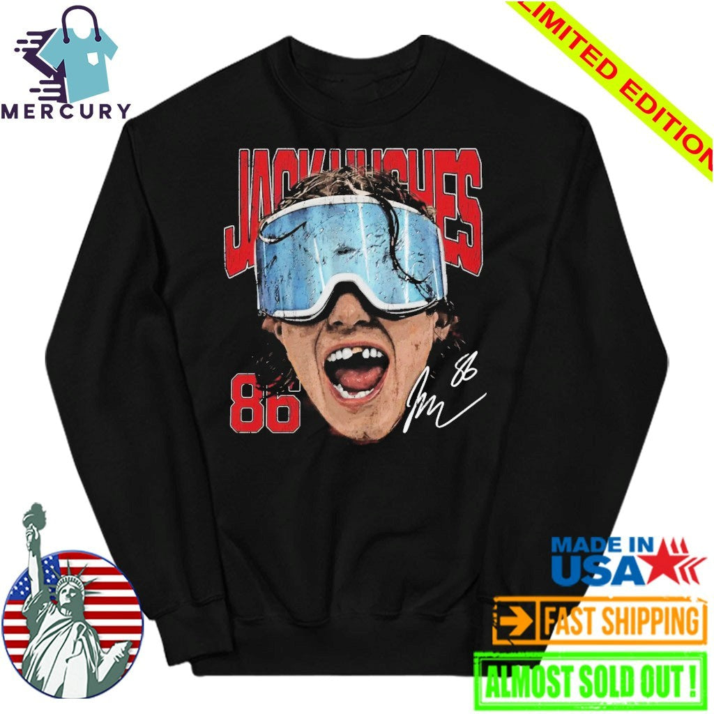 Jack Hughes New Jersey Goggles Shirt
