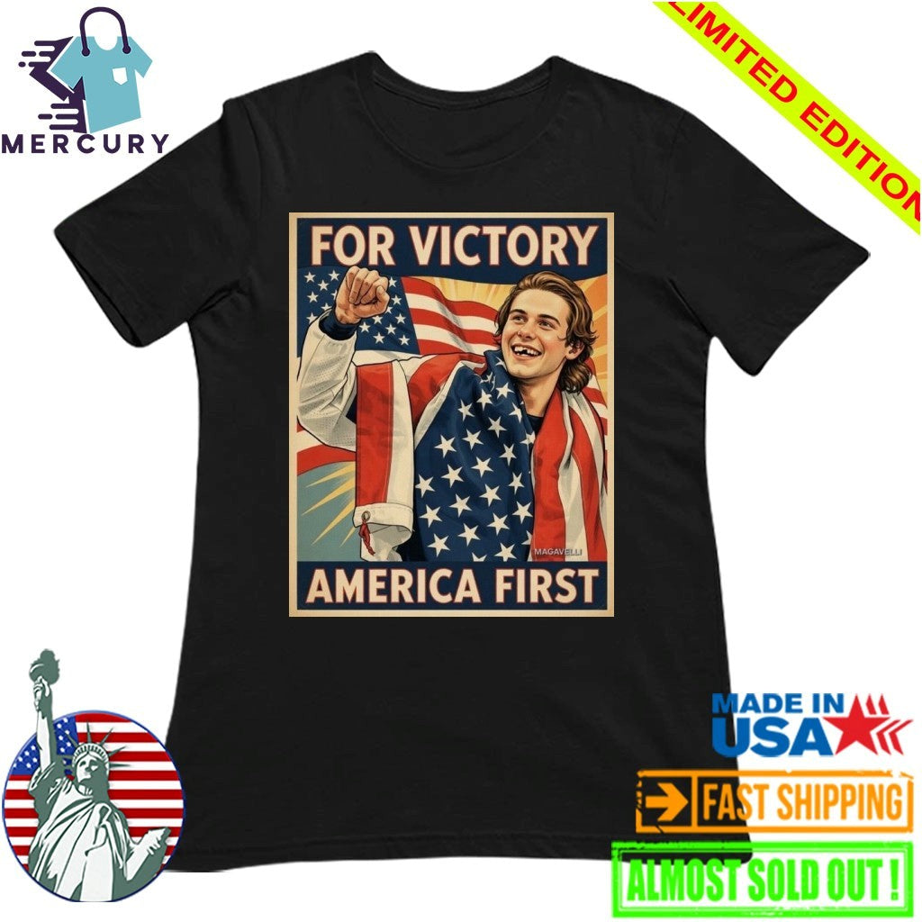 Jack Hughes Teeth Gold Champion Olympic Winter 2026 For Victory America First Shirt