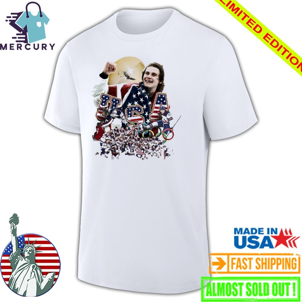 Jack Hughes Teeth USA Hockey Gold Olympics Winter 2026 Champion All Team Shirt