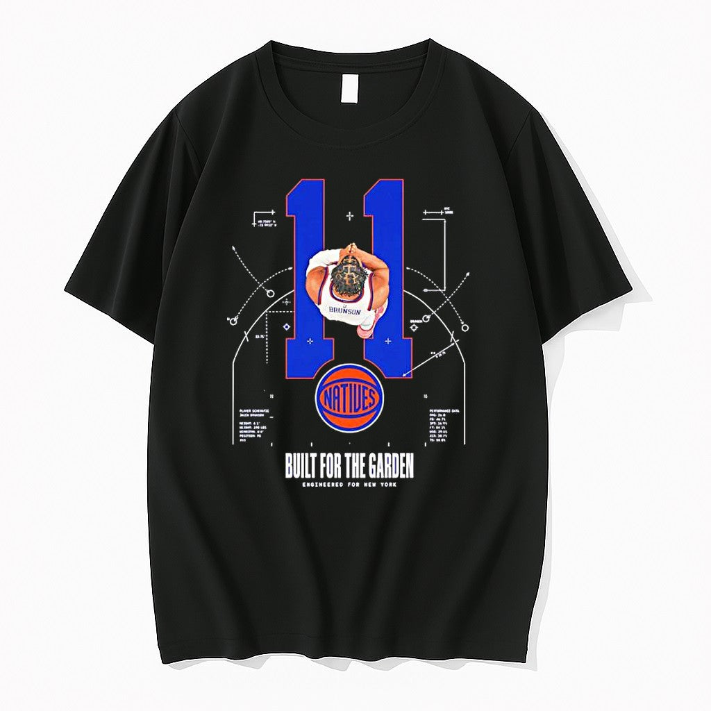 Official Jalen Brunson Number 11 New York Knicks Built For The Garden Blueprint T Shirts
