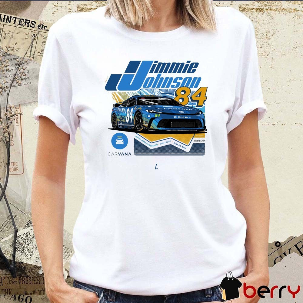 Jimmie Johnson 2026 Carvana Toyota Camry Naval Base Coronado in San Diego June 21 NASCAR t-shirt