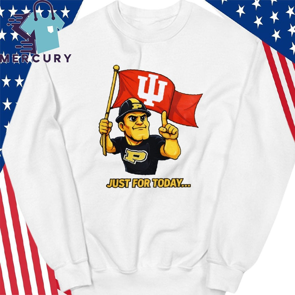 Just For Today Purdue Pete With Flag Indiana Hoosier Shirt