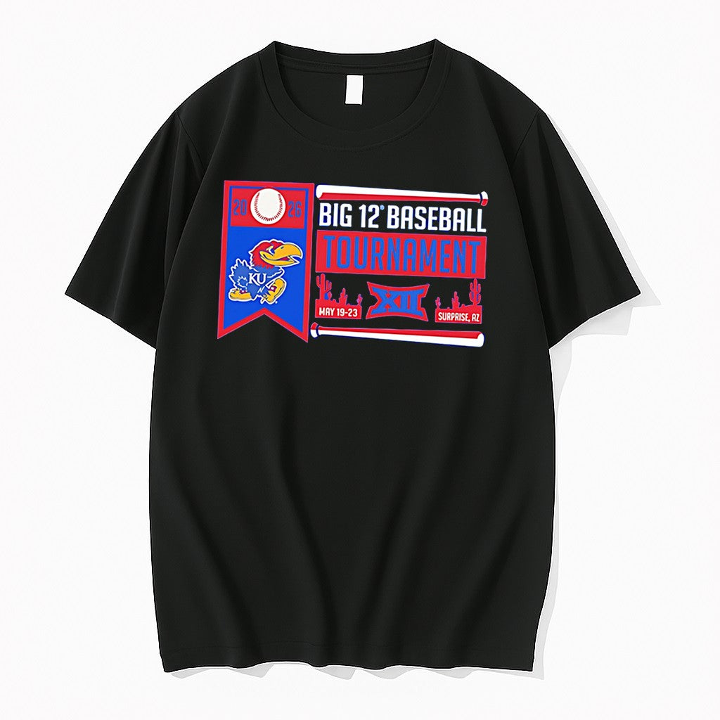 Official Kansas Jayhawks 2026 Big 12 Baseball Tournament Participant Tee T Shirts