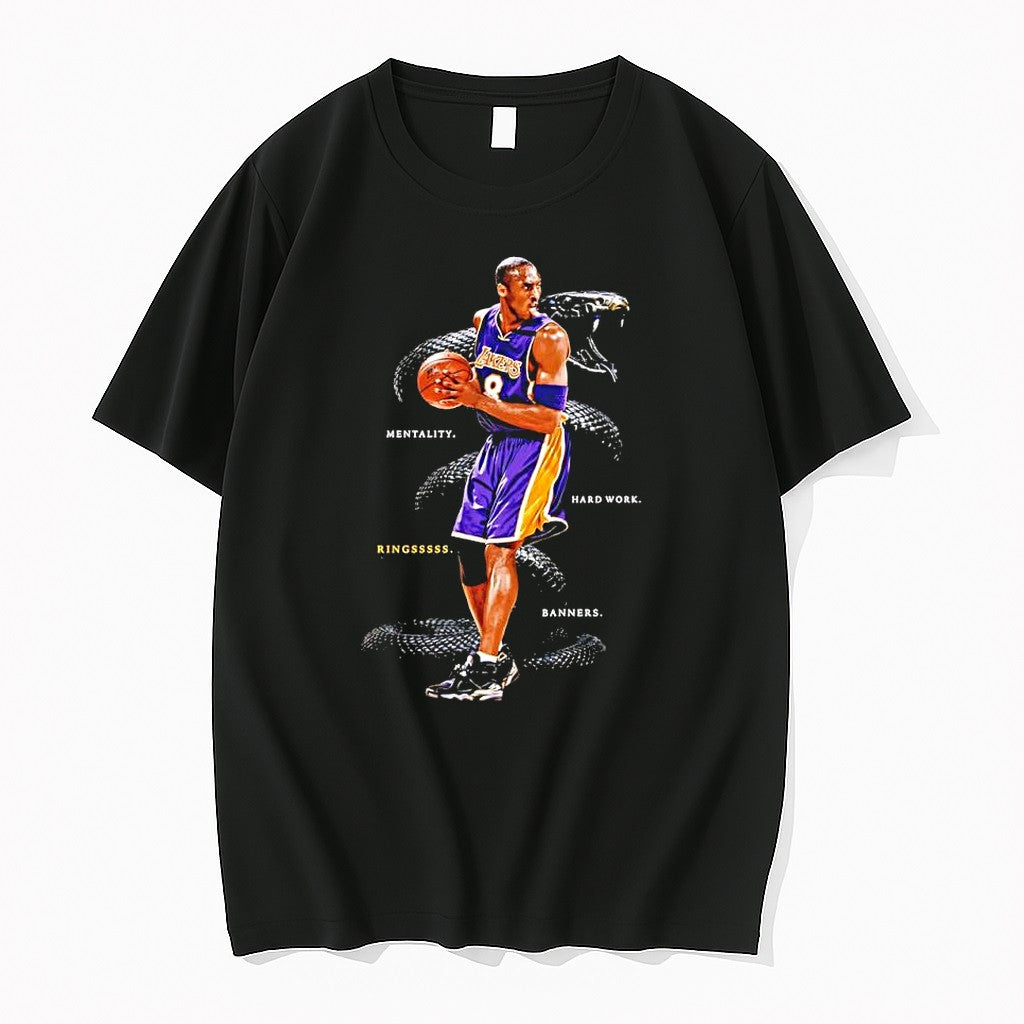 Official Kobe Bryant Black Mamba Mentality Hard Work Rings Banners Tribute T Shirts
