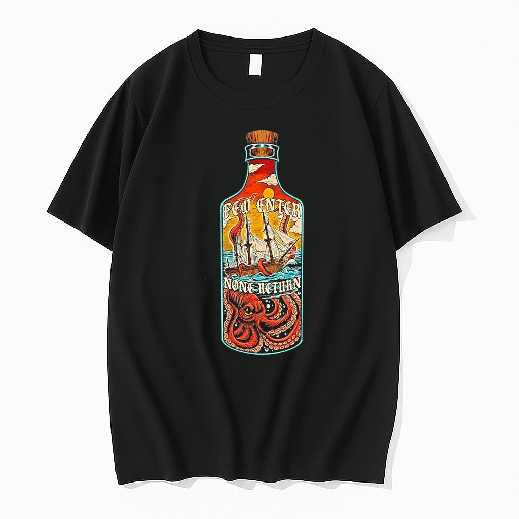Official Kraken Pirate Ship In Bottle Few Enter None Return Vintage T Shirts