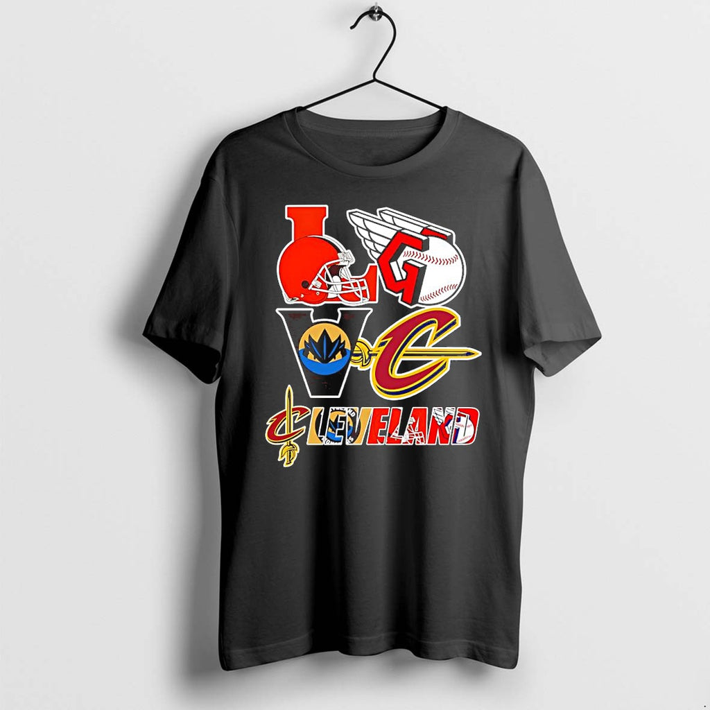 Official Love Cleveland Sport Teams Browns Guardians Cavaliers Monsters Logo T Shirts
