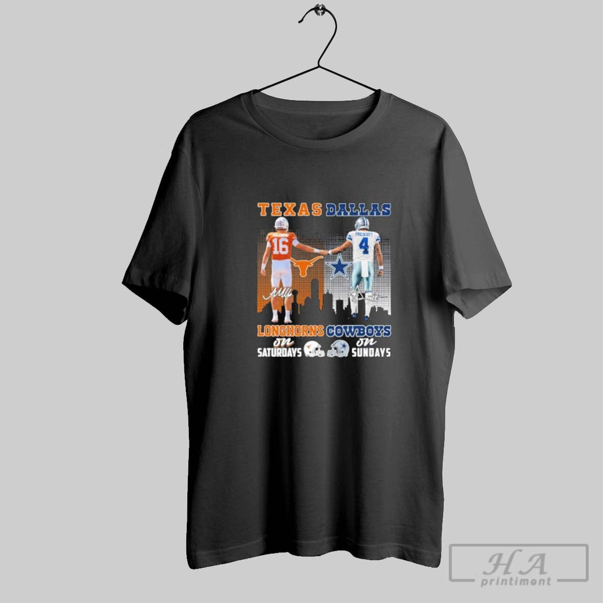 Official Manning Texas Longhorns On Saturdays And Prescott Cowboys On Sundays Shirt