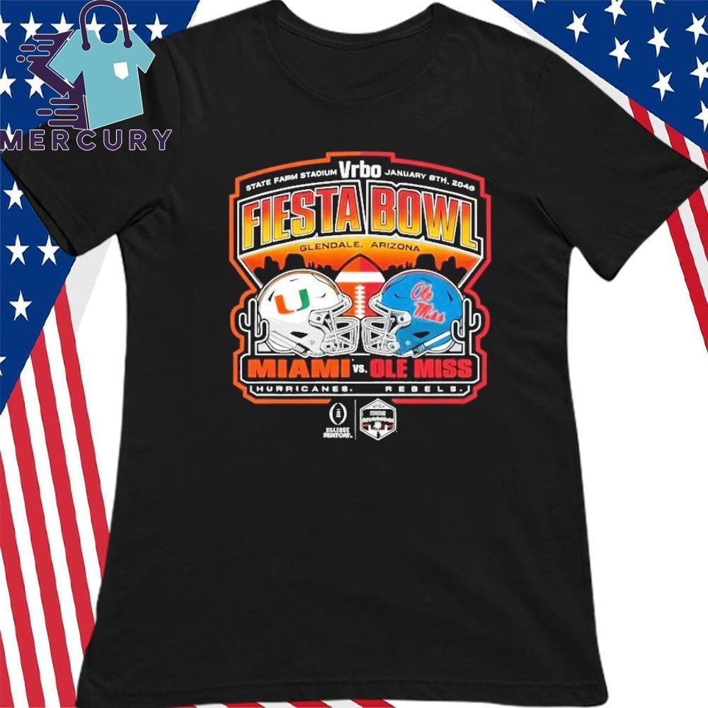 Miami Vs Ole Miss 2026 Vrbo Fiesta Bowl CFP Semifinal Helmet Matchup Shirt