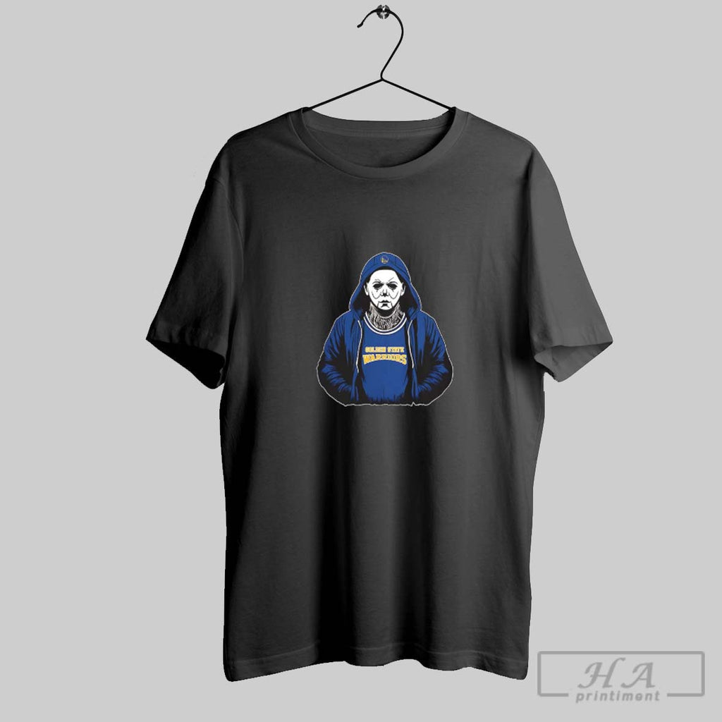 Official Michael Myers Wearing Golden State Warriors Nba Scary Halloween 2025 V Neck