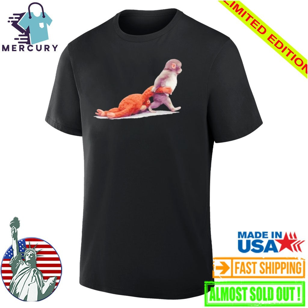 Monkey Punch Baby Monkey Holding Plush Toy Shirt