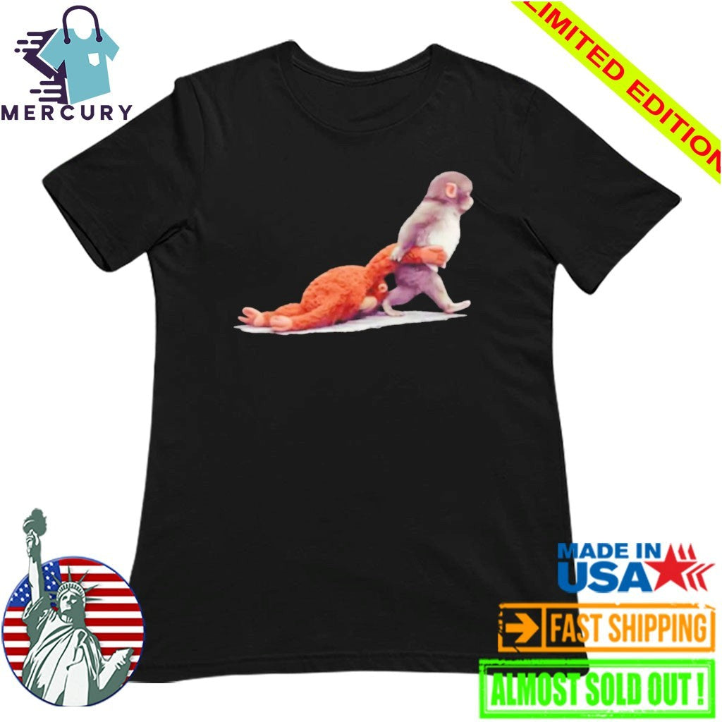 Monkey Punch Baby Monkey Holding Plush Toy Shirt