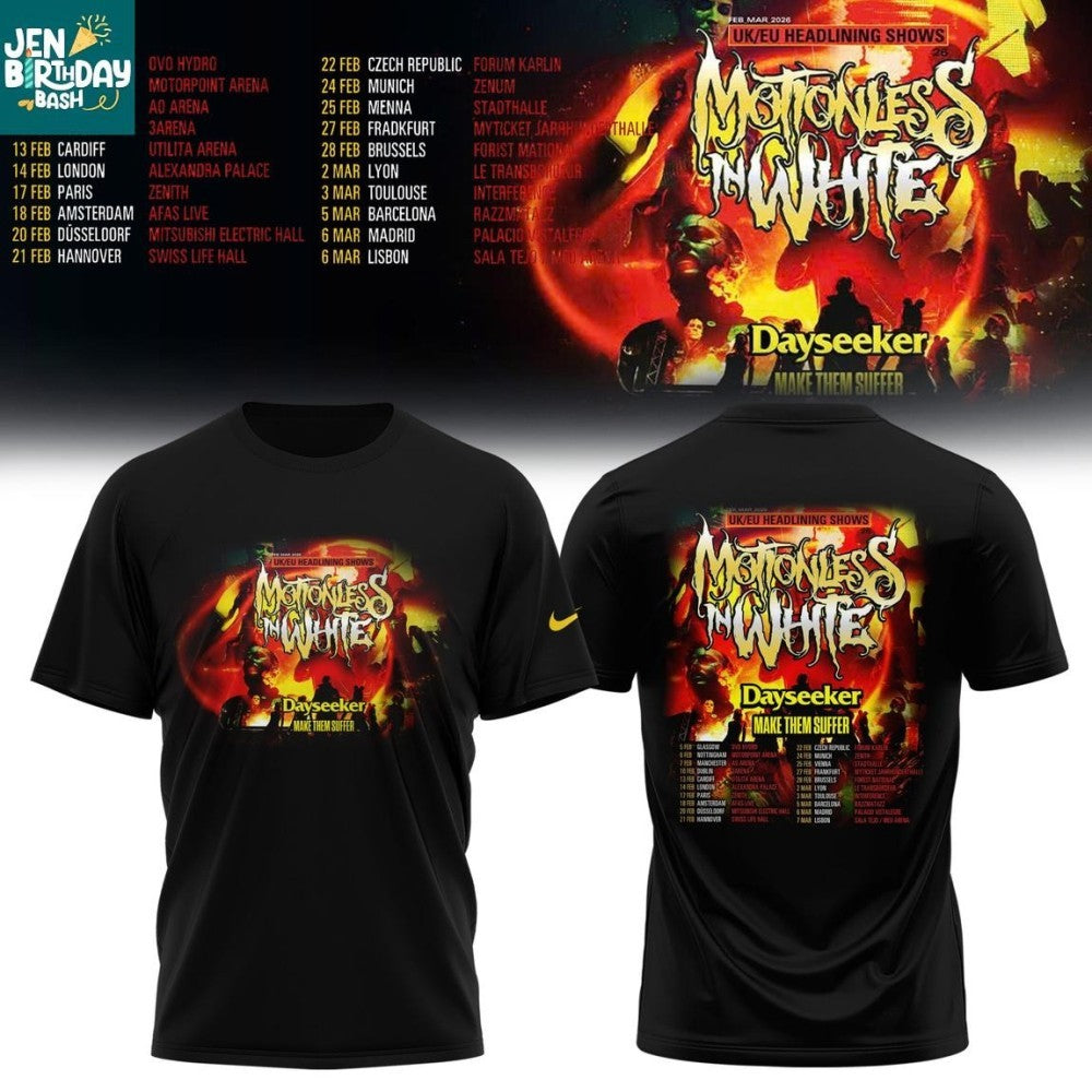 Motionless In White UK&EU 2026 Tour Dates With Dayseeker Shirt