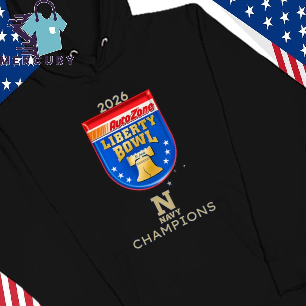 Navy Midshipmen 2026 AutoZone Liberty Bowl Champions Logo Shirt