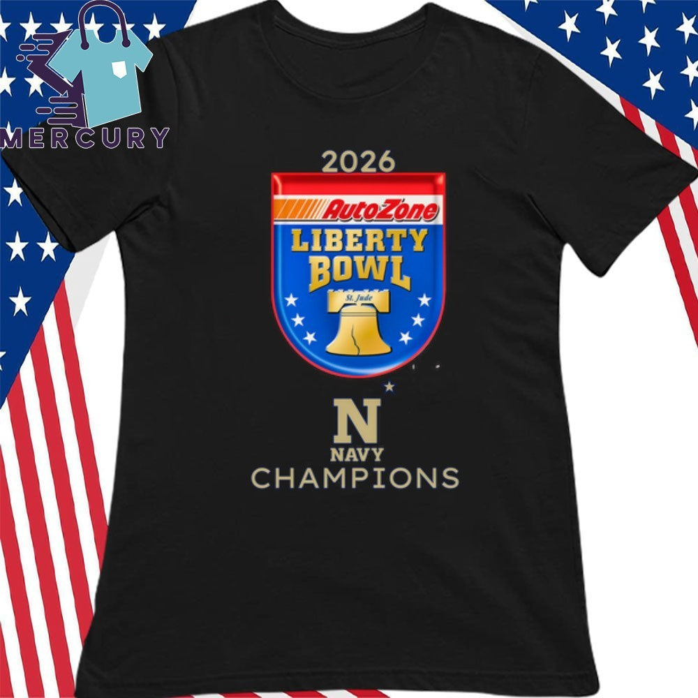 Navy Midshipmen 2026 AutoZone Liberty Bowl Champions Logo Shirt
