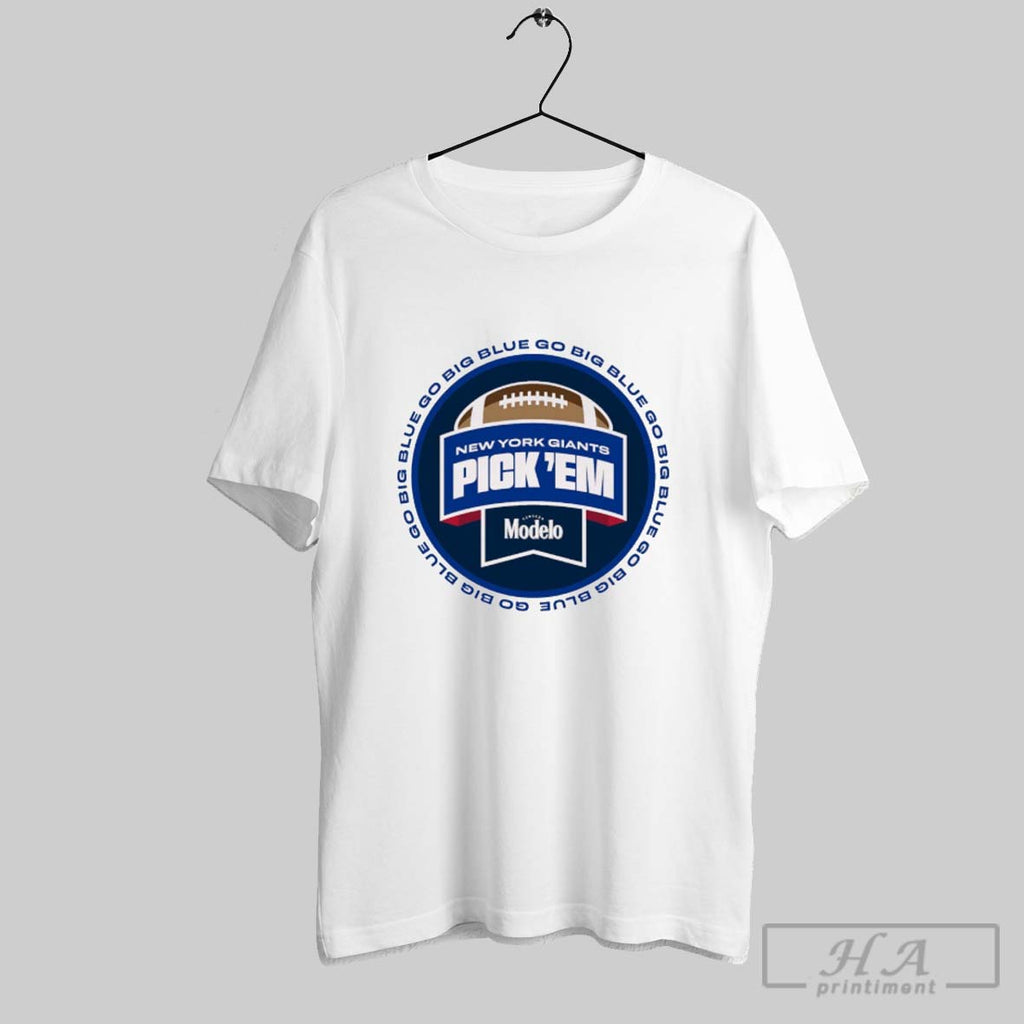 Official New York Giants Pick Em Go Big Blue Cerveza Modelo Logo