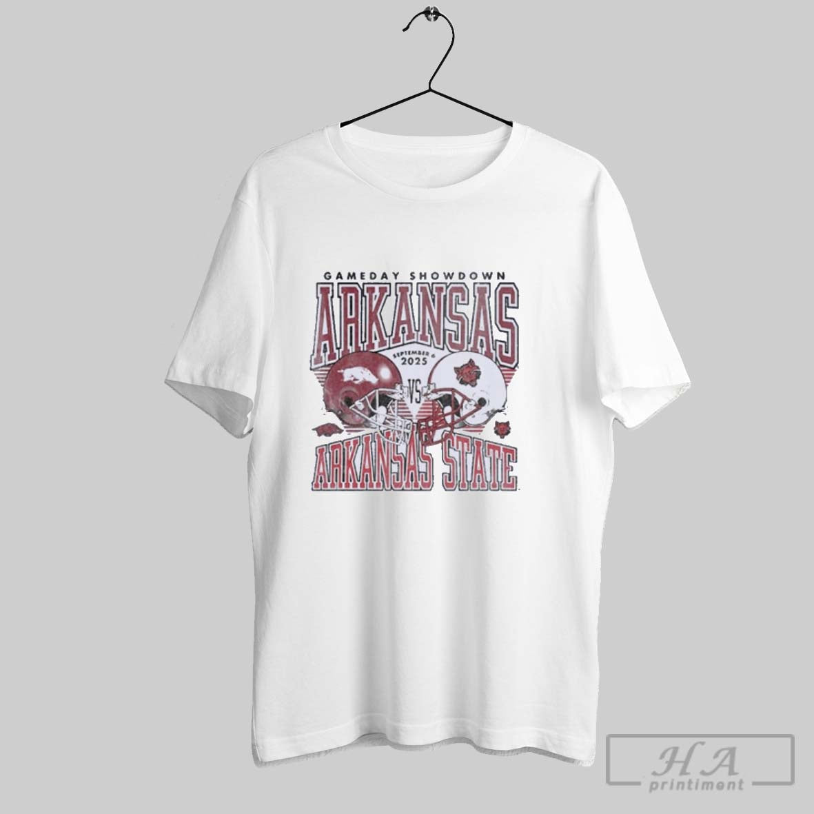 Official Official Gameday Arkansas Vs Arkansas State September 6 2025 Duel Helmet Shirt Tee