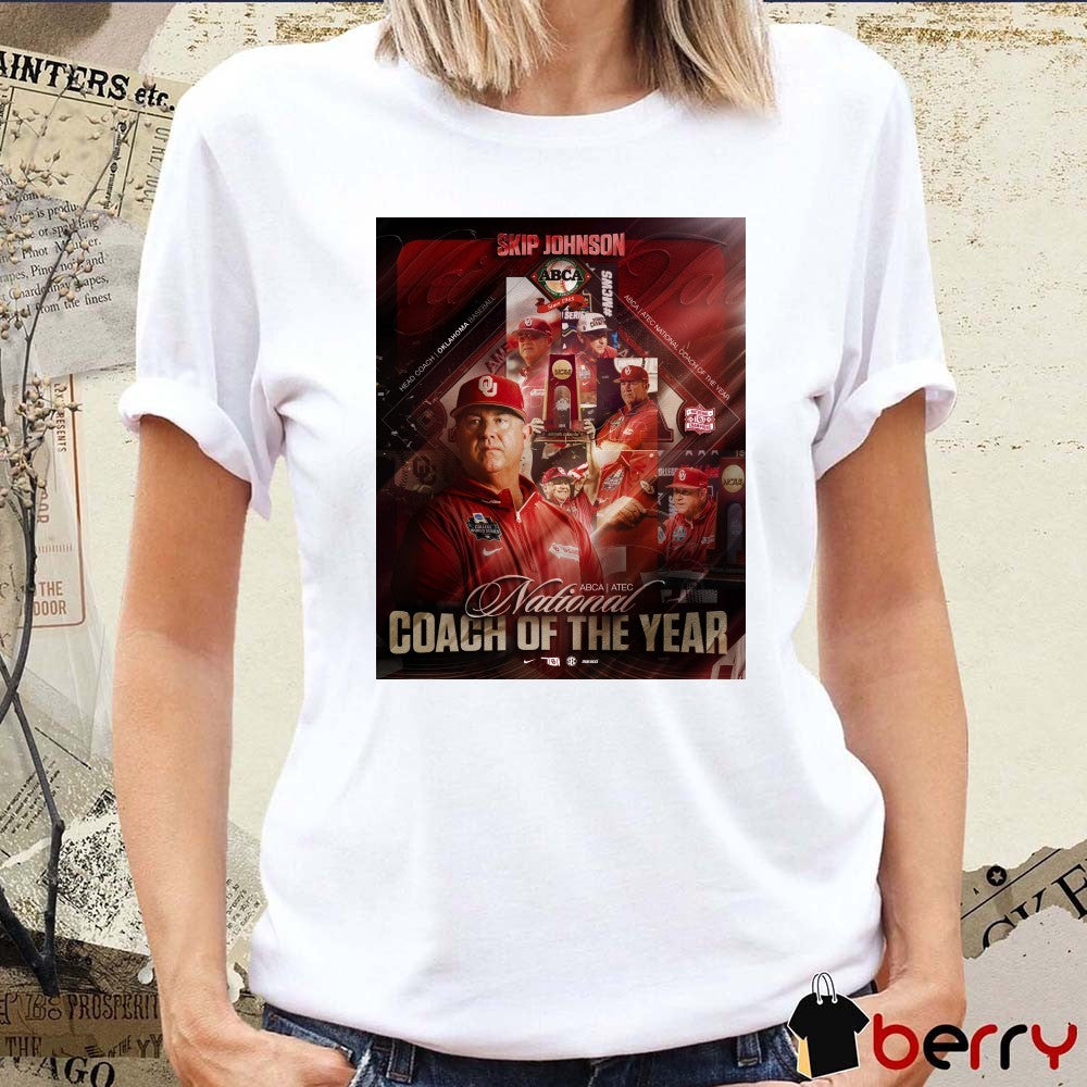 Oklahoma Baseball Head Coach Skip Johnson 2026 ABCA ATEC National Coach Of The Year Poster t-shirt
