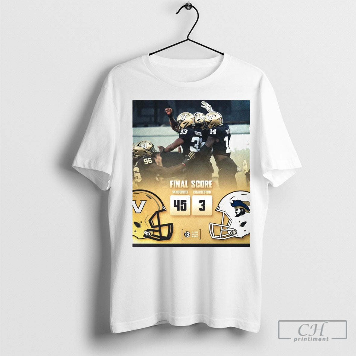 Official Poster Vanderbilt Commodores Defeated Charleston Southern Buccaneers Final Score 45 3 Sec It Just