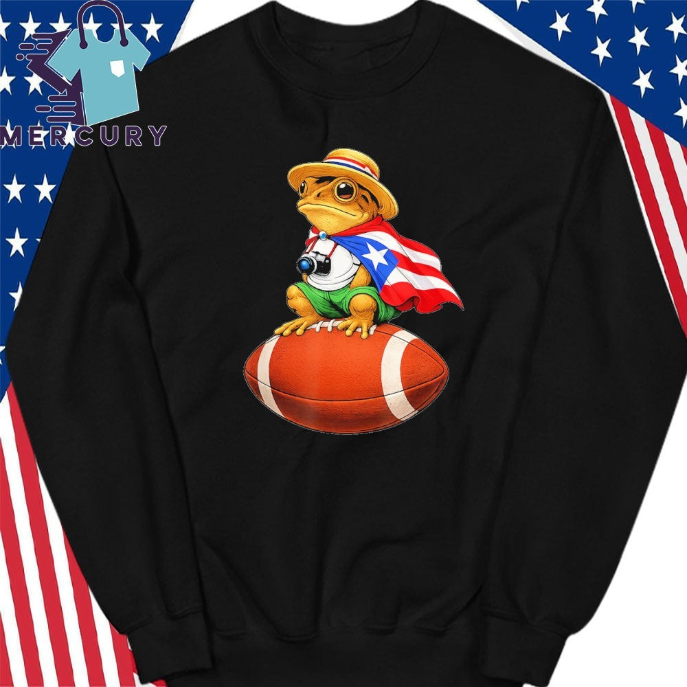 Puerto Rico Coqui Frog Funny Boricua Football Shirt