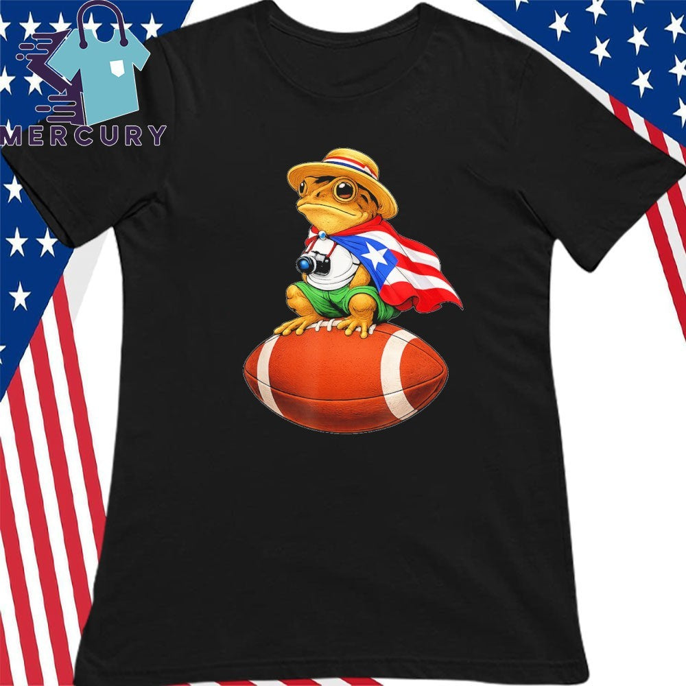 Puerto Rico Coqui Frog Funny Boricua Football Shirt