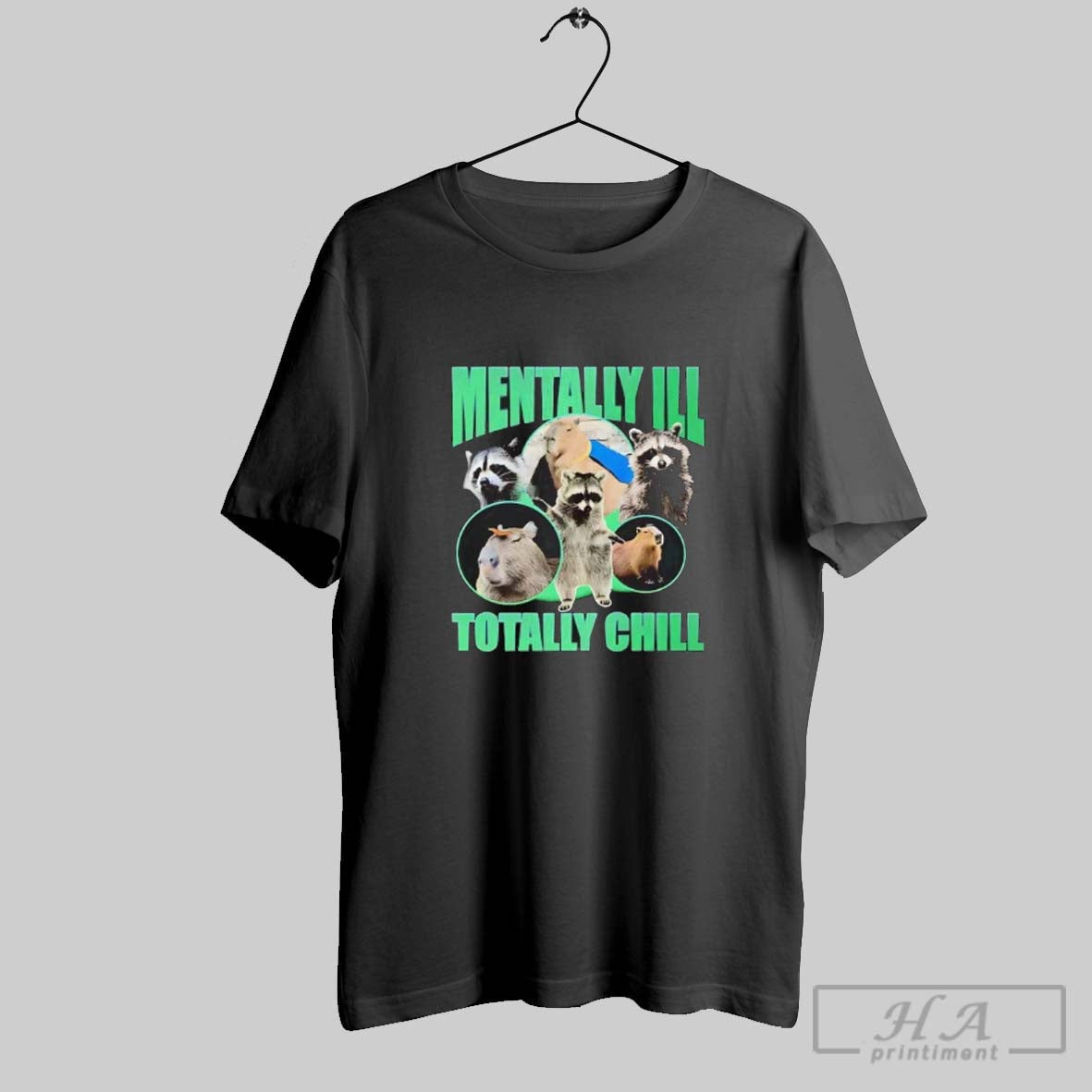 Official Raccoon And Capybara Mentally Ill Totally Chill