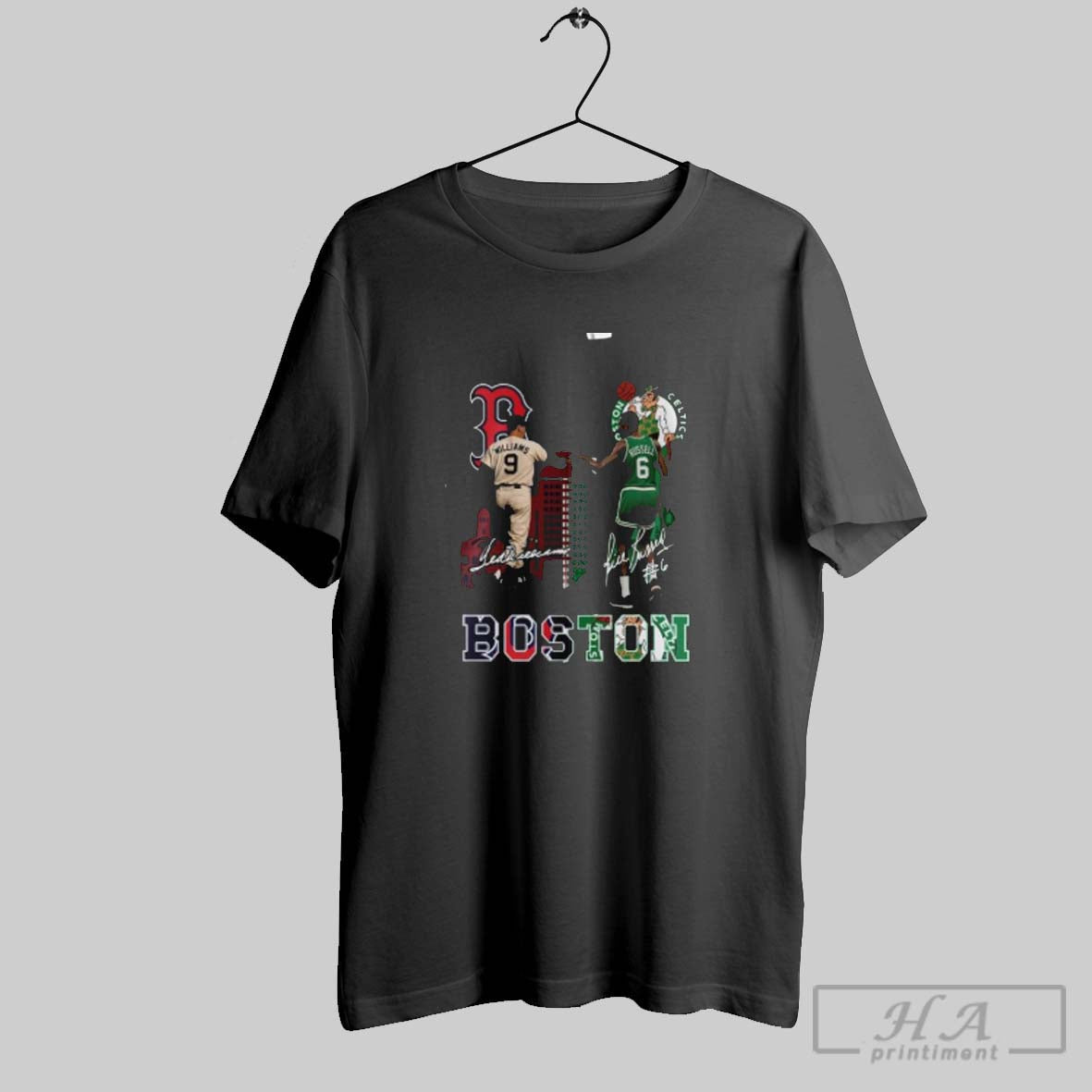 Official Red Sox Ted Williams And Celtics Bill Russell