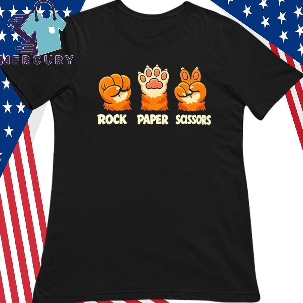 Retro Rock Paper Scissors Cat Paw Humor Pet Lover Meme Shirt