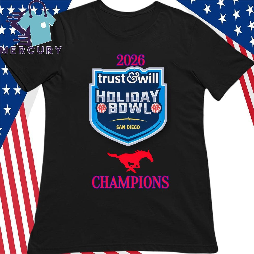 SMU Mustang 2026 Holiday Bowl Champions Logo Shirt